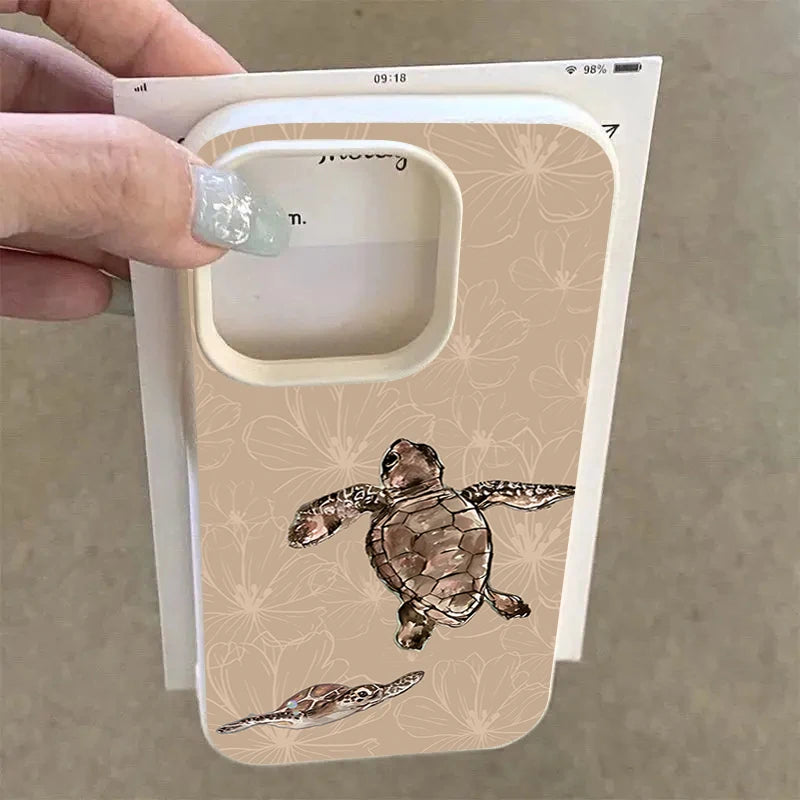 Patterned Turtle Lychee Case for iPhone 17 16 15 14 13 12 Pro Max
