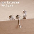 3PCS Fashion Simple Zircon Hoop Earrings Set Stainless Steel Punk