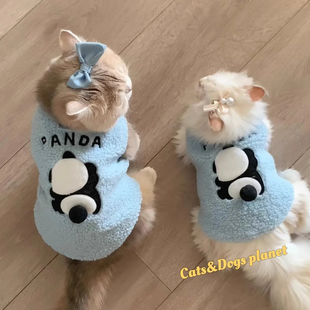 Plush Cat Vest Escape-Proof Winter Kitten Sweater with Leash Attachment