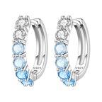 925 Sterling Silver Sparkling Blue Yellow Zircon Hoop Earrings Jewellery Gift