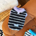 Striped Plush Pet Vest Warm Fleece Dog Cat Sweater Sleeveless Puppy Outfit