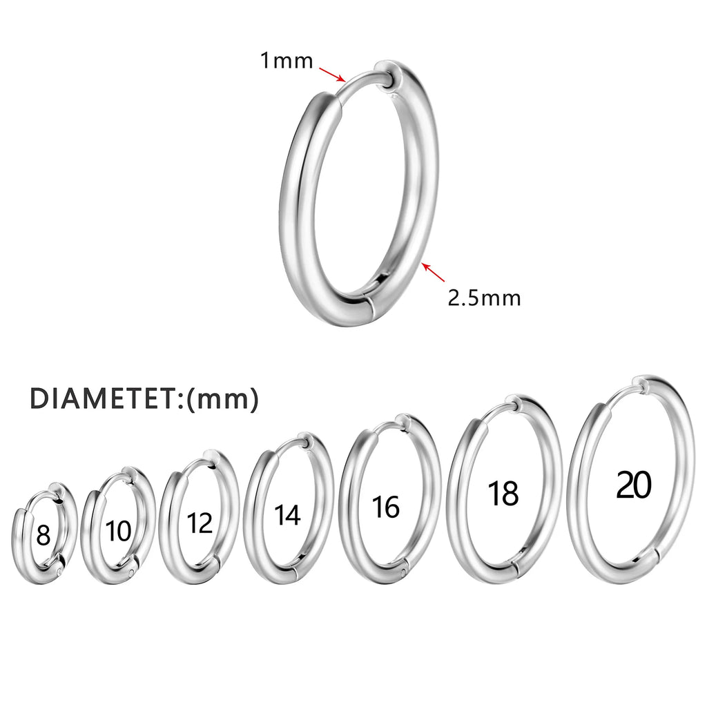 1Pairs/2Pcs Small Hoop Earrings Women Men Gold Silver Anti-allergy