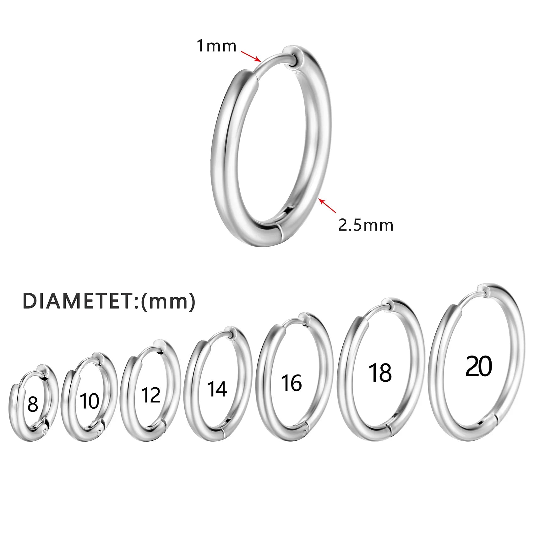 1Pairs/2Pcs Small Hoop Earrings Women Men Gold Silver Anti-allergy