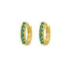 Green Zircon Tassel Chain Stainless Steel Hoop Earrings 18K Gold