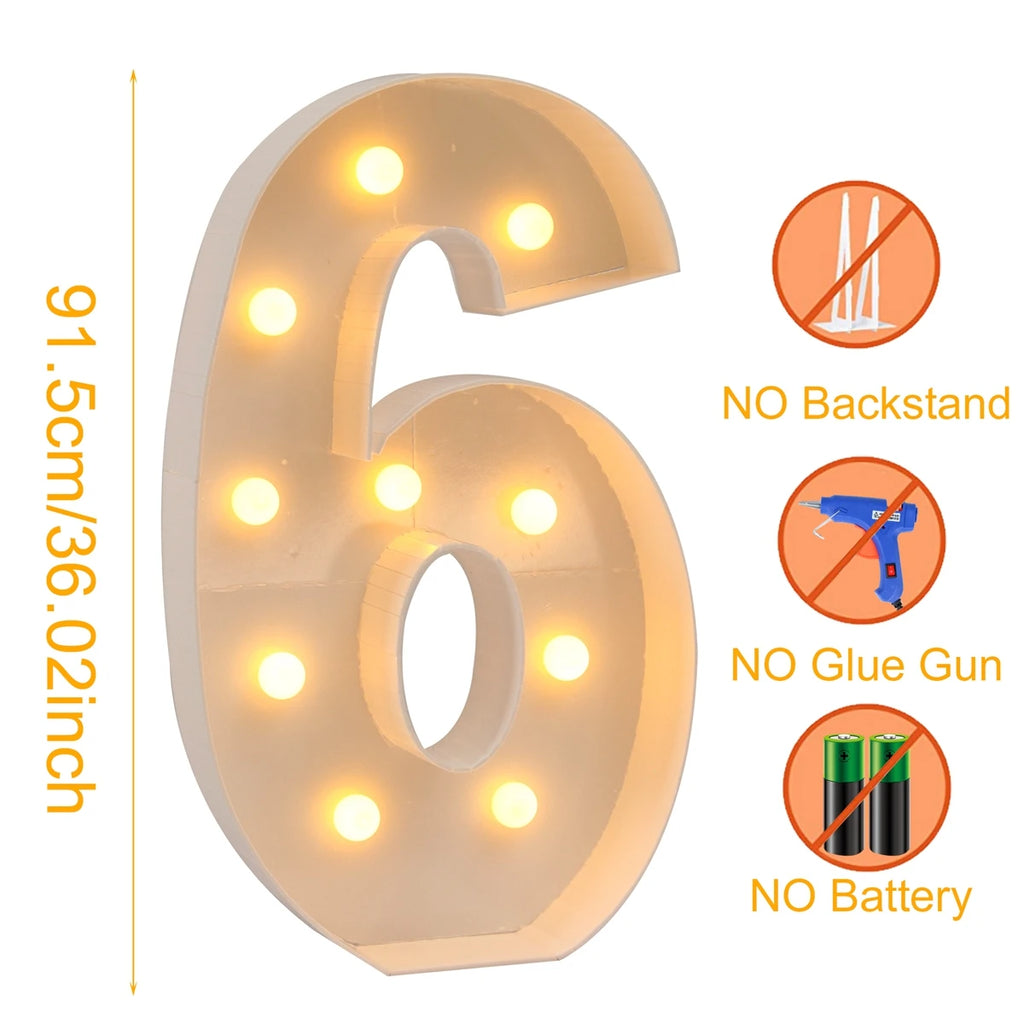 91.5cm Giant LED Light Birthday Number - 1st Birthday, Anniversary, Wedding Decor