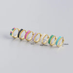 2PCS Stainless Steel Circle Hoop Earrings Colourful Zircon Crystal