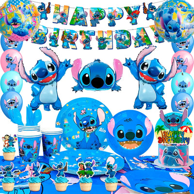 116pc Stitch and Angel Birthday Party Decorations Tableware Set - Ship from UK