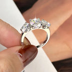 4cttw Round Moissanite Wedding Engagement Ring 14k Gold Filled 3-Stone Band