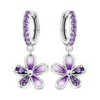 925 Sterling Silver Blue Iris Flower Drop Earrings Anniversary Jewellery Gift
