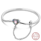 925 Sterling Silver Forever Love Peach Heart Bracelets Star Moon Airplane Earth Bracelets For Women Fit DIY Charms Party Jewelry