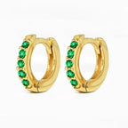 2PCS Stainless Steel Minimal Hoop Earrings Zirconia Small Huggie Thin