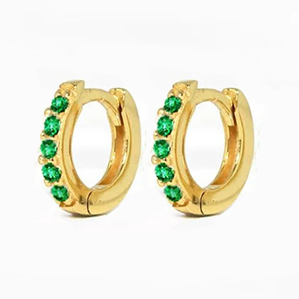 2PCS Stainless Steel Minimal Hoop Earrings Zirconia Small Huggie Thin