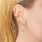 New Design Stainless Steel Zirconia Hoop Earrings Gold Colour Pendant