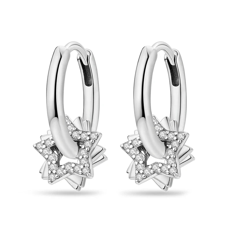 925 Sterling Silver Personality Asymmetric Drop Earrings Versatile Jewellery