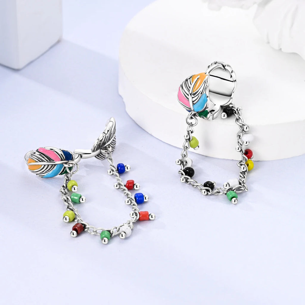 925 Sterling Silver Dreamcatcher Feather Ear Studs Hoop Earrings Jewellery Gift