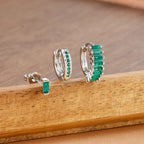 3PCS Trendy Round Circle Hoop Earrings Square Stud Cartilage Piercing