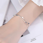 Classic Square Chain Bracelet 925 Sterling Silver Women Wedding Jewellery