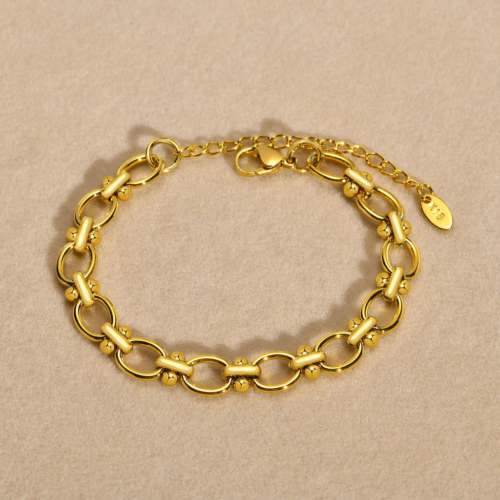 18k Gold Plated Chunky Oval Link Chain Bracelets for Women Thick Stainless Steel Jewelry