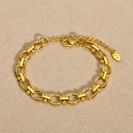 18k Gold Plated Chunky Oval Link Chain Bracelets for Women Thick Stainless Steel Jewelry