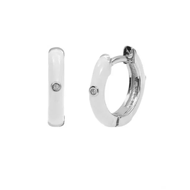 New Stainless Steel Round Hoop Earrings Colourful Crystal Zirconia
