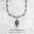 Skull Pave Charm Necklace 925 Sterling Silver Rebel Steel Men Women Gift