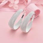 925 Sterling Silver Heart & Round Hoop Earrings Women Charm Party Jewellery