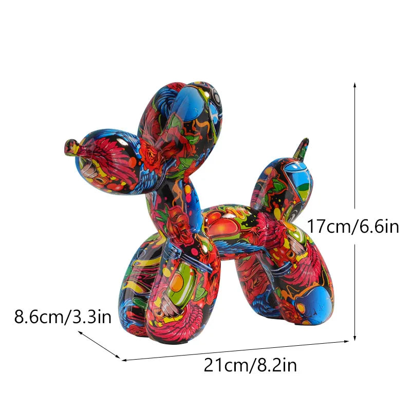 Pop Art Graffiti Balloon Dog Sculpture Animal Figures Decorative Home Decor Objects