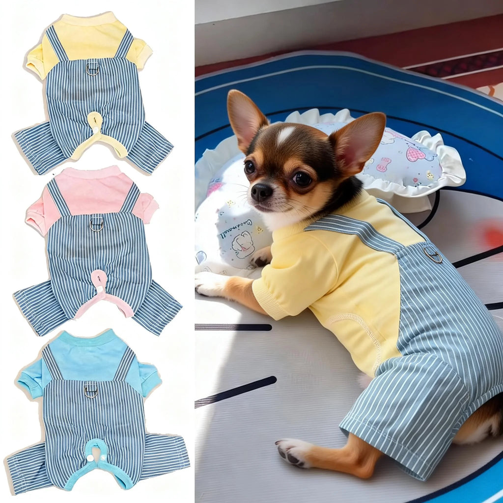 All-Season Soft Pet Shirt Puppy Kitten Breathable Cotton Striped Outfit