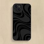 Black Wave Pattern Print Case for iPhone 16 15 14 13 12 Pro Max