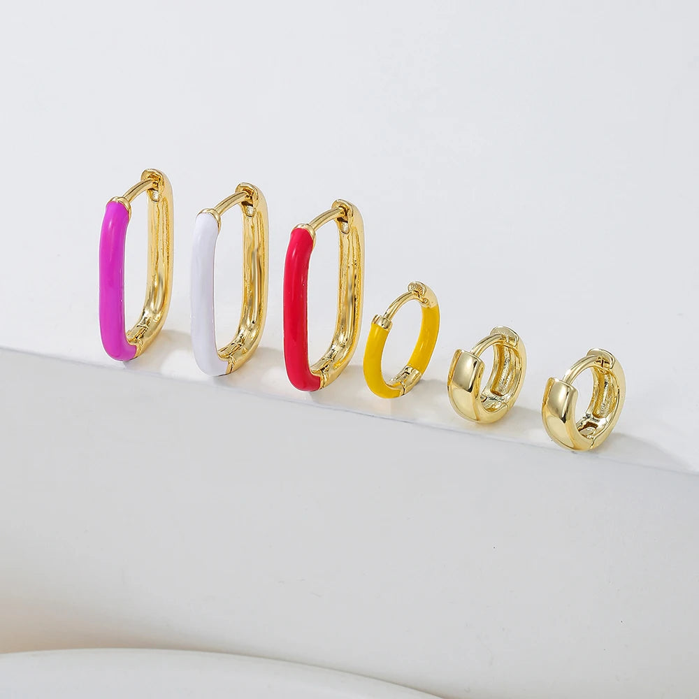 Colourful Neon Enamel Metal Huggie Hoop Earring Stainless Steel
