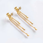 New Stainless Steel Zirconia Hoop Earring Cloud Star Moon Chain Pendant