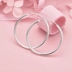925 Sterling Silver Heart & Round Hoop Earrings Women Charm Party Jewellery