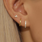 3PCS Sets Exquisite Flower Circle Hoop Earrings 14K Gold Plated