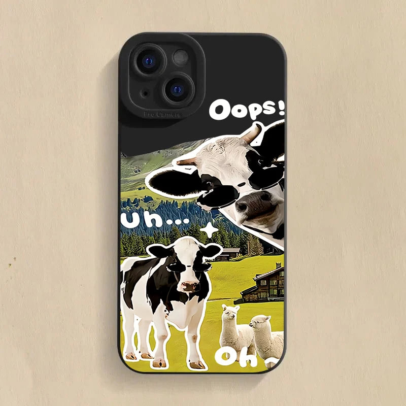 Korean Cute Sunglasses Cow Case for Redmi Note 13 12 11 Pro Plus