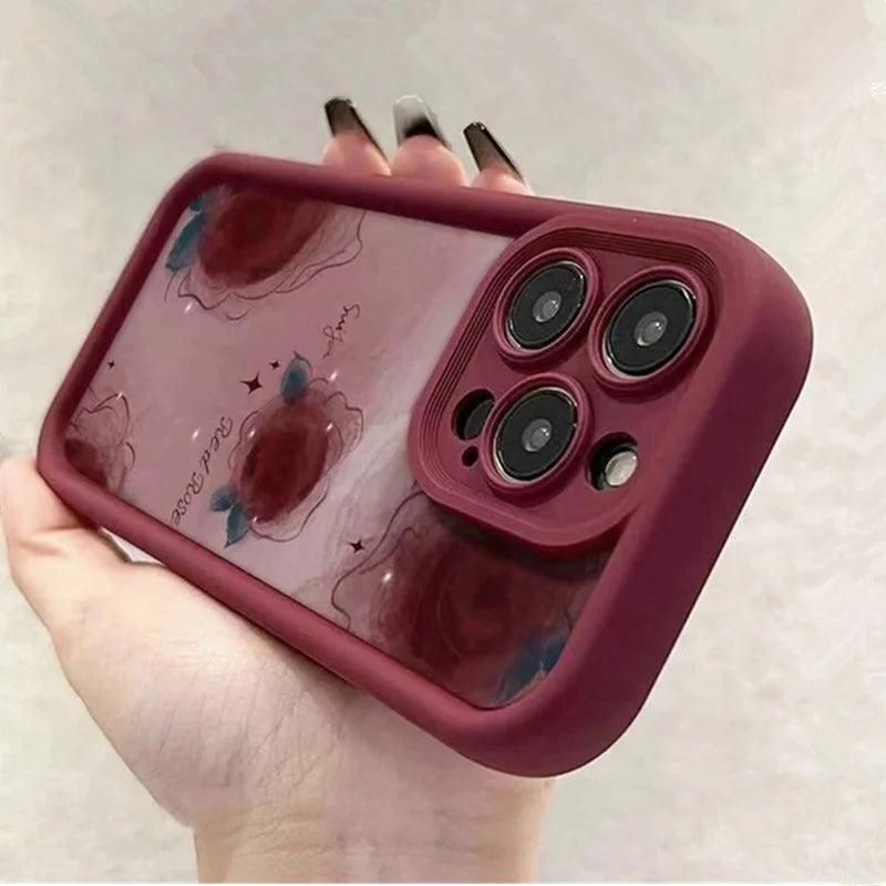 Moonlit Red Flower Case for iPhone 17 16 15 14 13 12 11 Pro Max Plus 17 Air