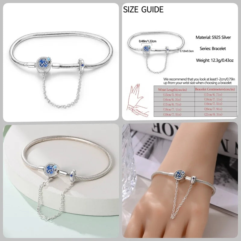 925 Silver 17-20CM Heart Pave Zirconia Original Bracelets Infinity Bracelet Fit DIY Charms Bead Birthday Jewelry Gifts Hot Sale