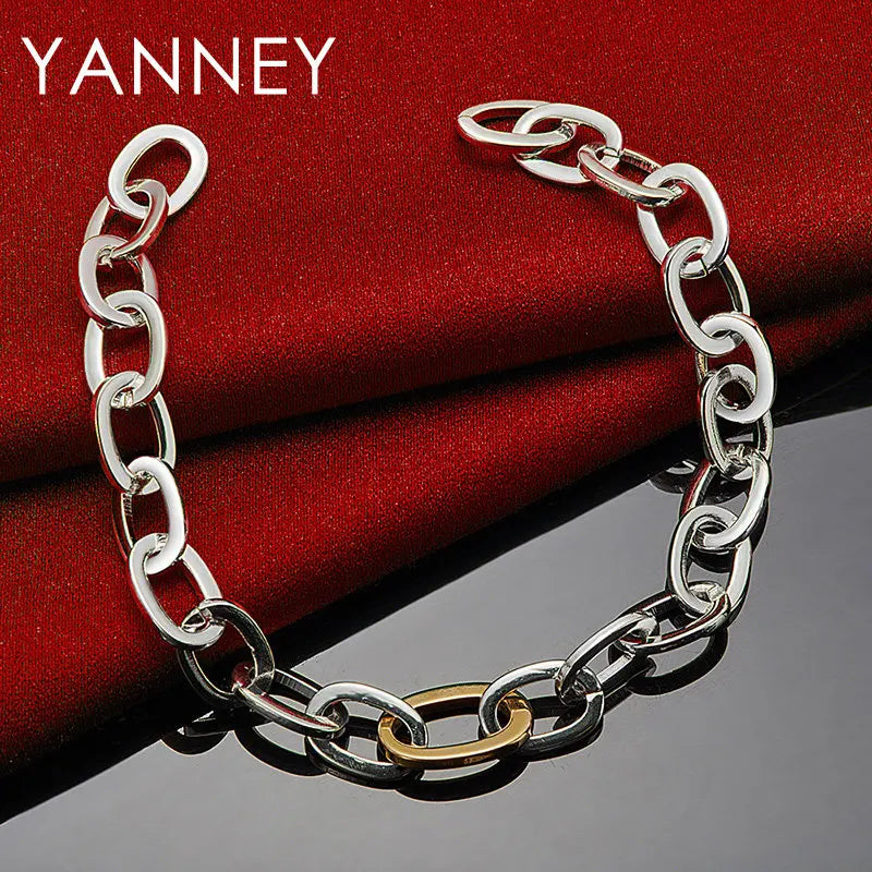 925 Sterling Silver 8-inch Simple Classic Bracelet Men Women Wedding Gift