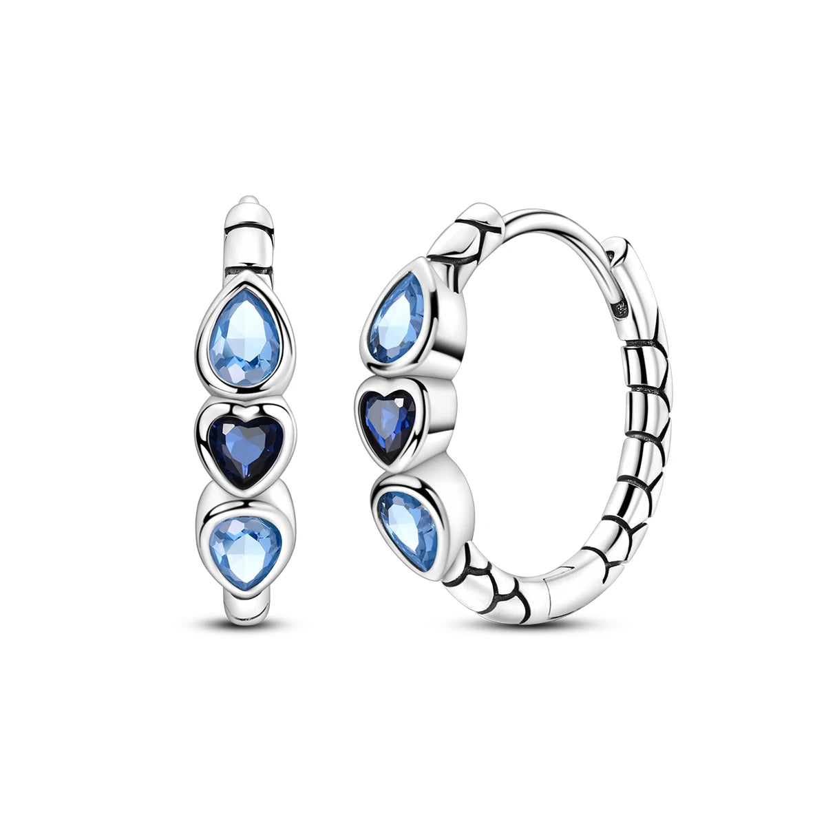 925 Sterling Silver Vintage Patterned Stone Inlaid Hoop Earrings Trendy Gift
