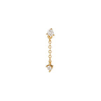 1PC Stainless Steel Cubic Zirconia Chain Hoop Earrings Star Moon