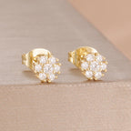 2PCS Fashion Geometry Zirconia Twinkle Star Stud Earrings Shinny