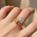 925 Sterling Silver New Style Adjustable Ring Bright Princess Square CZ Engagement Fashion Accessory