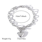 Stainless Steel Coins Heart Charm Bracelet Gold Silver Colour Wrist Chain
