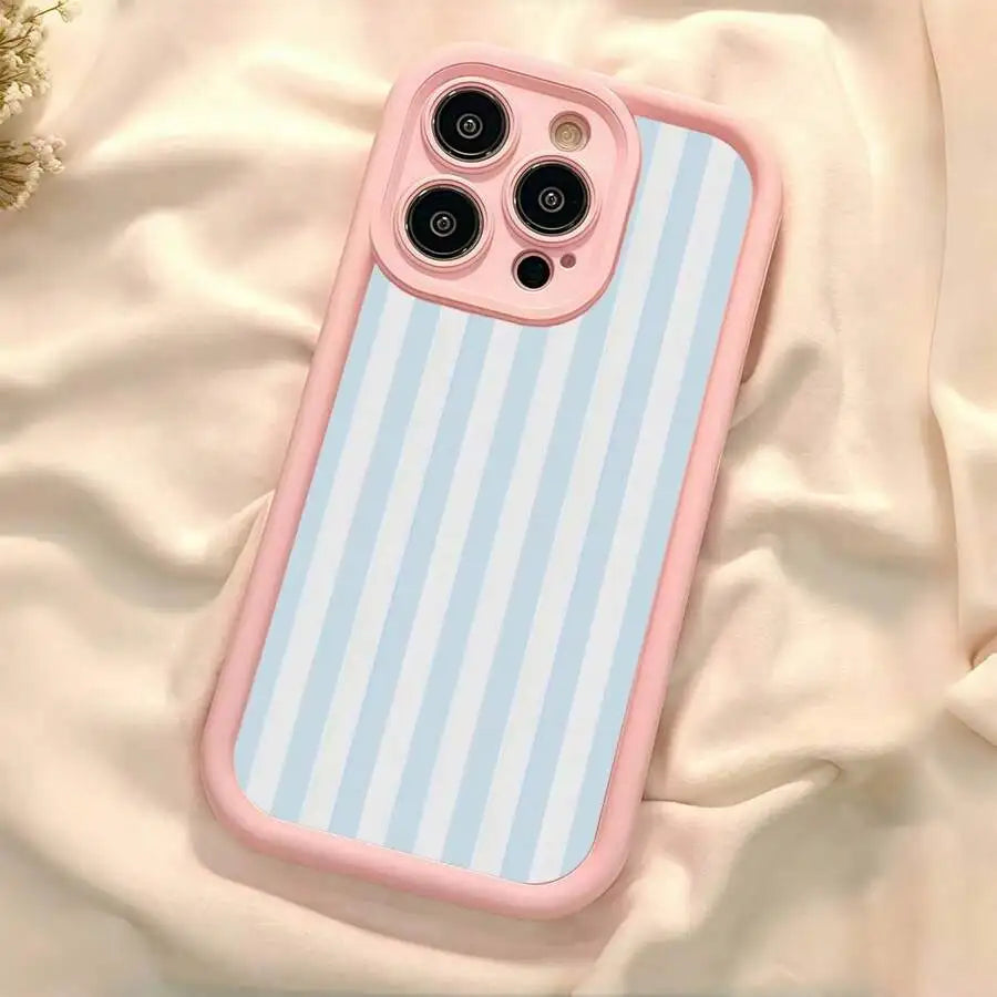 Blue Stripe Pattern Case for iPhone 17 16 15 14 13 12 11 Pro Max 17 Air Mini