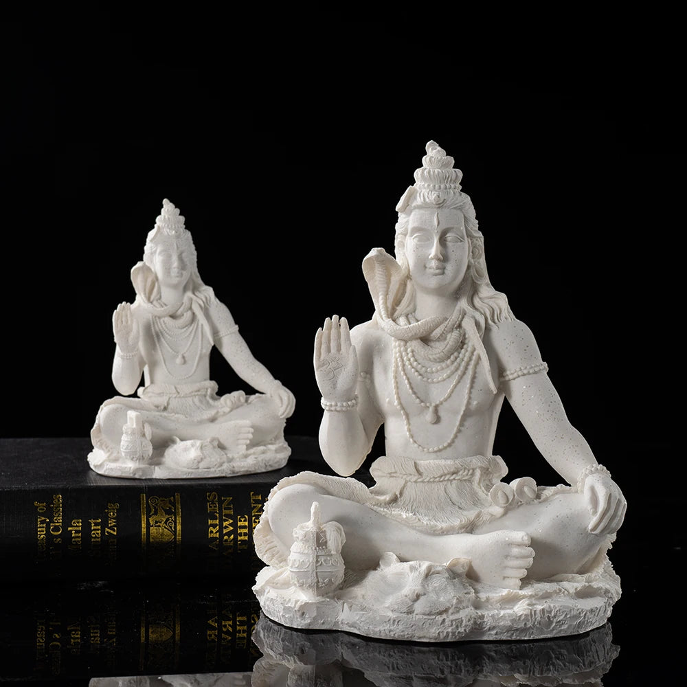 13cm Sandstone Shiva Statue Yoga Figurine Ornament Zen Meditation India Religion