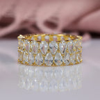 Luxury Female Crystal White Water Drop Zircon Stone Engagement Ring Cute Yellow Gold Color Wedding Jewelry For Women