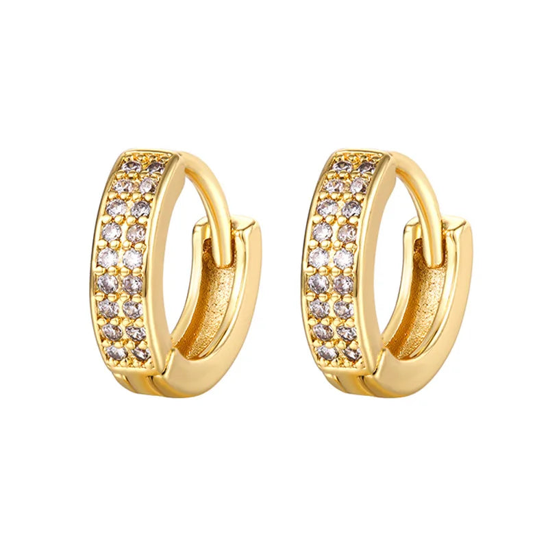 2PCS Stainless Steel CZ Zircon Small Hoop Earrings Men 6mm 8mm 10mm