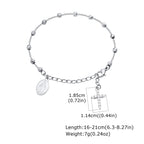 Charm Cubic Zirconia Cross Rosary Bracelet for Women, Stainless Steel  Mary Adjustable Link, Religious Jewelry Gift