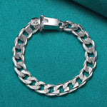 10mm Side Chain Bracelet 925 Sterling Silver Men Women Wedding Charm Gift