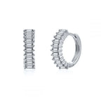 2PCS Stainless Steel Circle Hoop Earrings Colourful Zircon Crystal