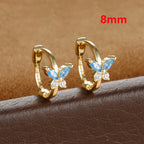 Stainless Steel Zircon Butterfly Minimal Hoop Earrings Gold Huggie